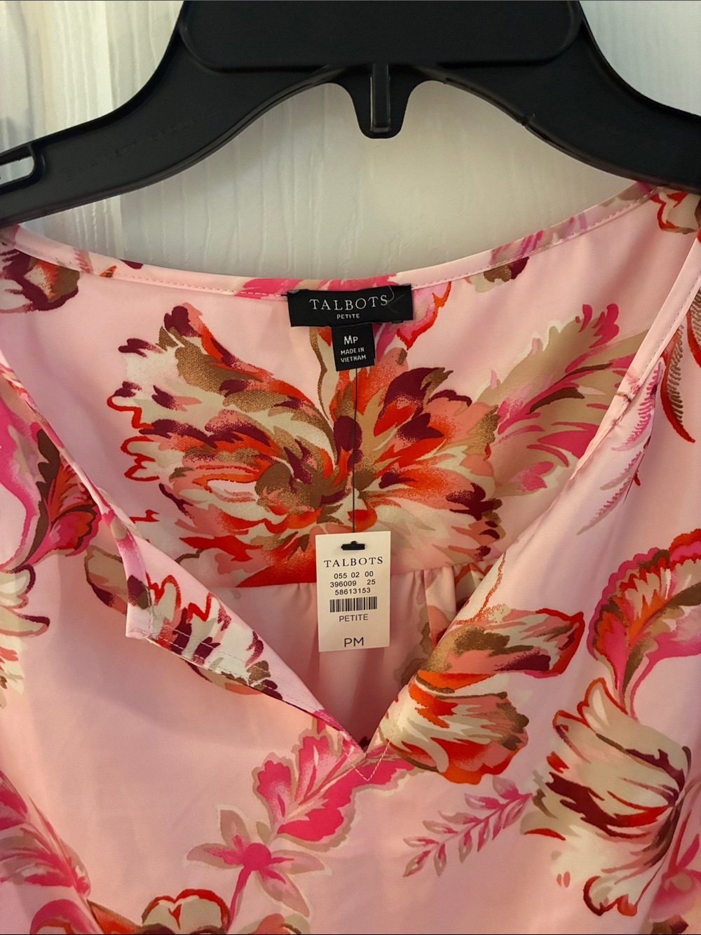 NWT Talbots Pink Floral Satin Charmeuse Blouse SZ MP Current 2026 - Picture 3 of 5